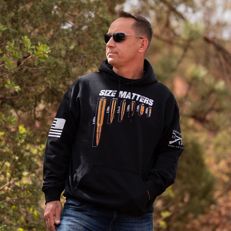 Grunt Style Size Matters - Men's Hoodie (Black, Medium) - Image 4